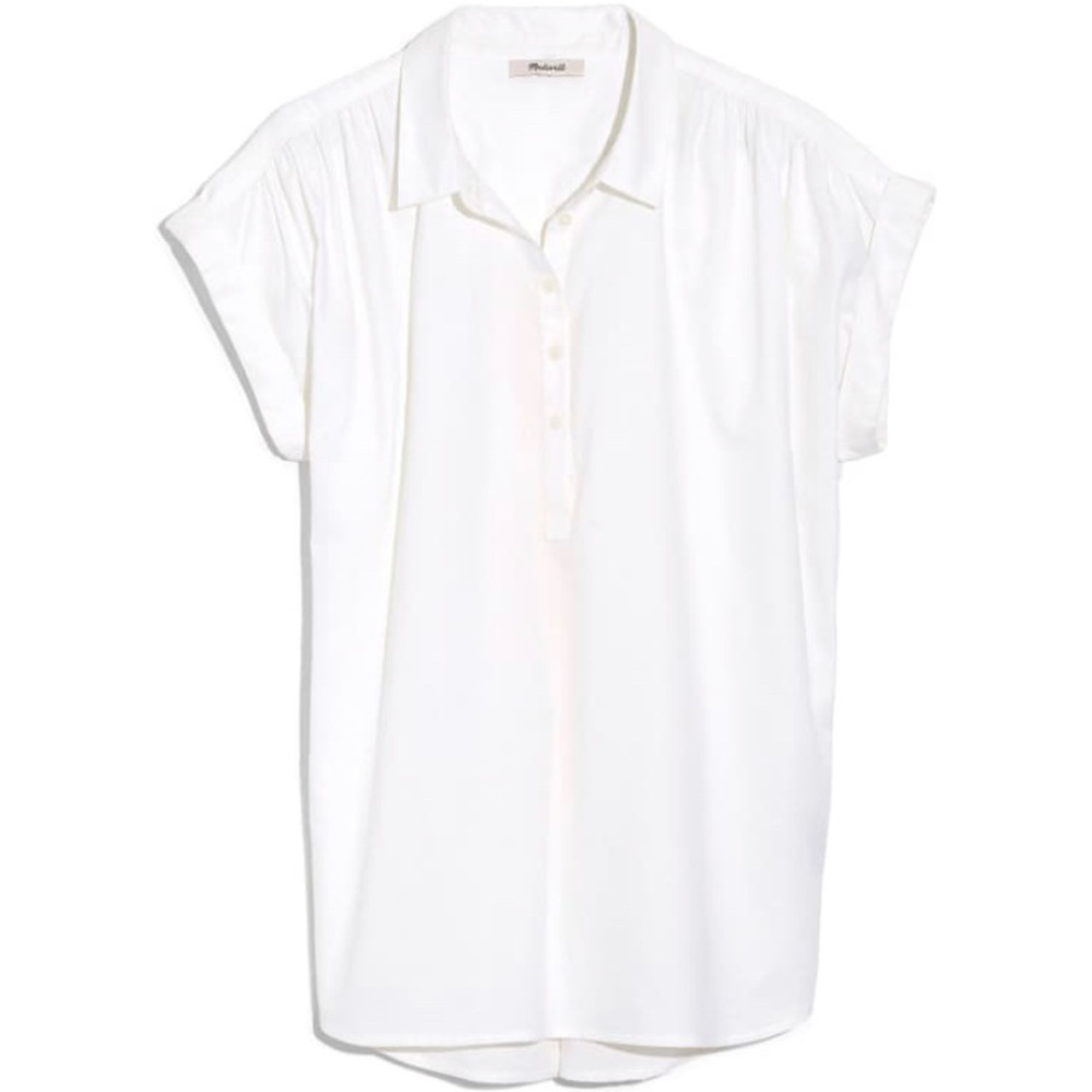 Madewell white pop over blouse.